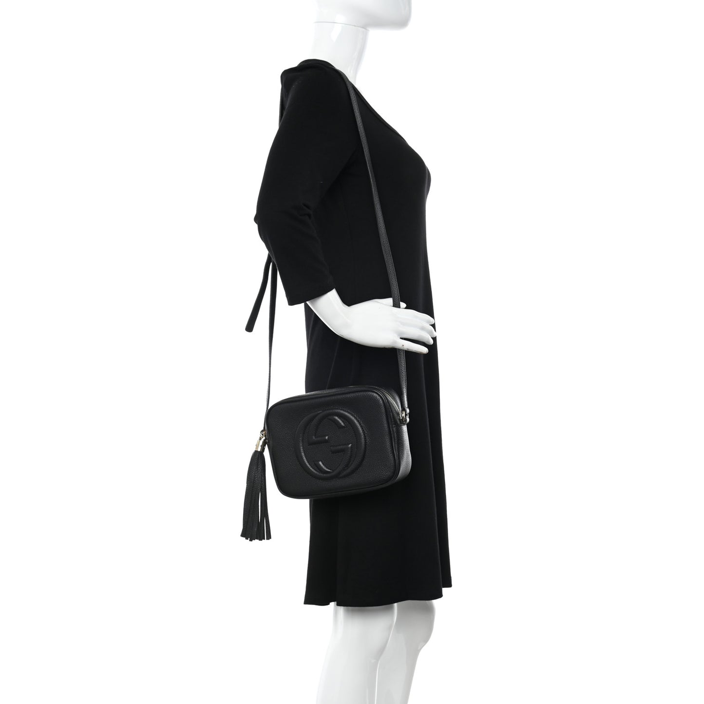 Pebbled Calfskin Small Soho Disco Bag Black
