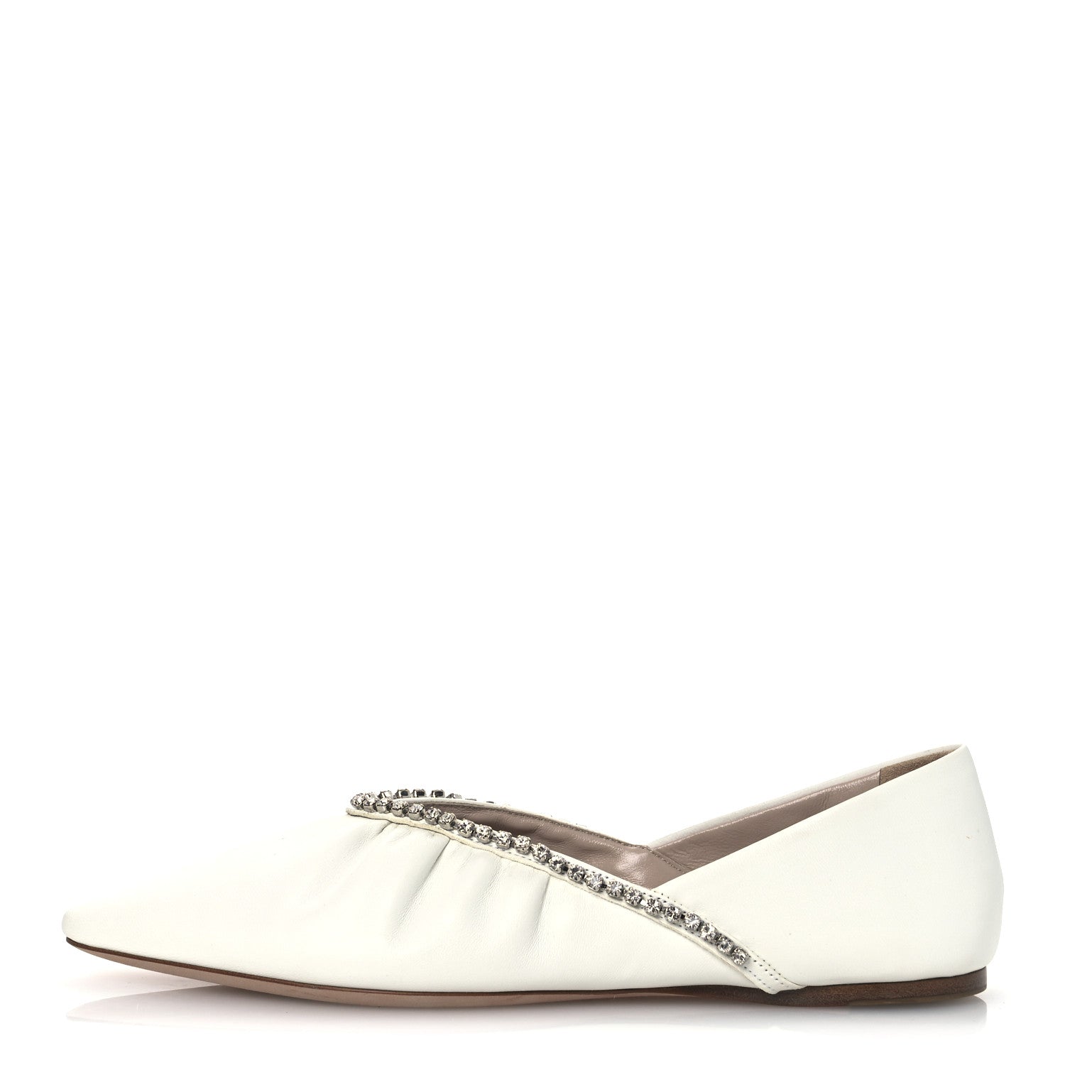 Miu Miu Nappa Crystal Ballerina Flats 35.5 White 1 of 11