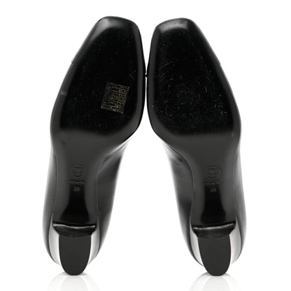 Chanel Lambskin Patent Calfskin Cap Toe CC Pumps 38 Black 5 of 14