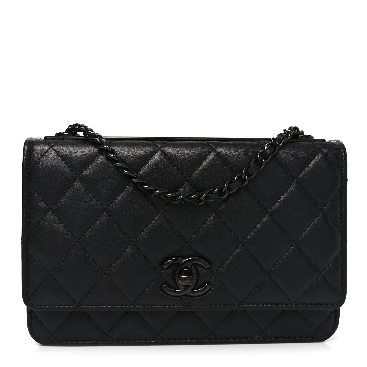 Chanel Lambskin Quilted Trendy CC Wallet On Chain WOC So Black 1 of 12