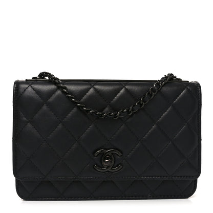 Chanel Lambskin Quilted Trendy CC Wallet On Chain WOC So Black 1 of 12