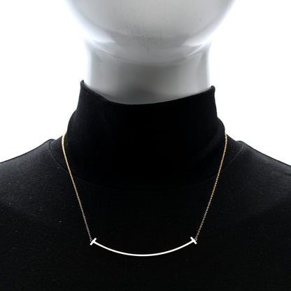 Tiffany 18K Yellow Gold Large T Smile Pendant Necklace 2 of 5