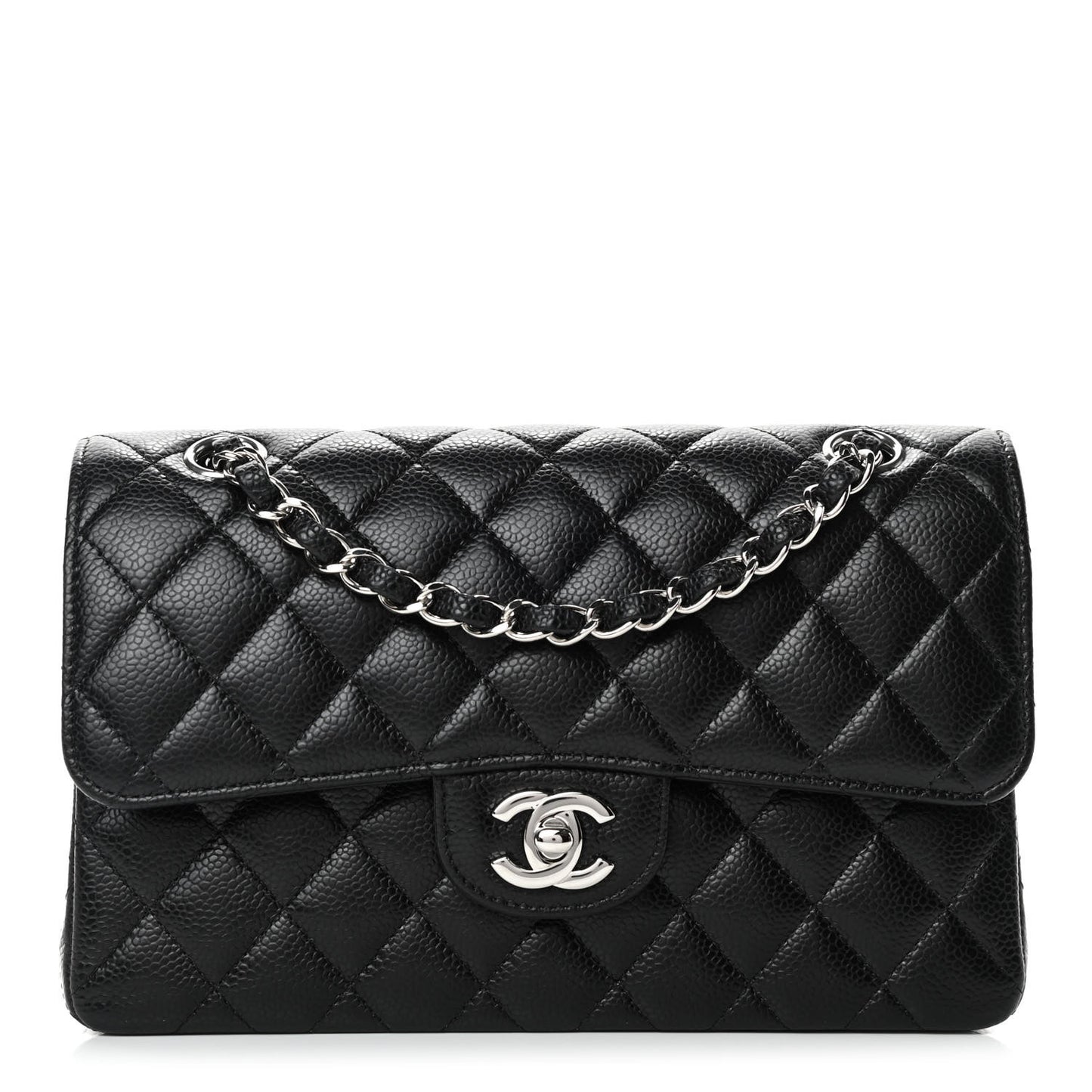 Caviar Quilted Small Double Flap Black