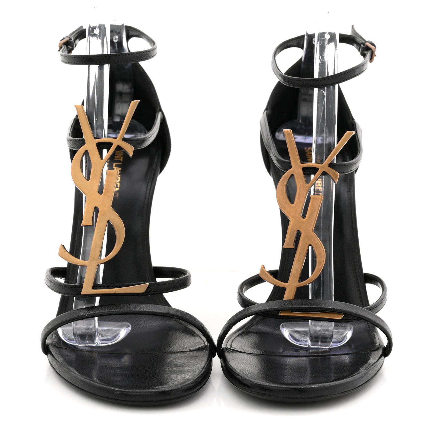 Saint Laurent Calfskin Cassandra 100 Ankle Strap Sandals 41 Black 3 of 12