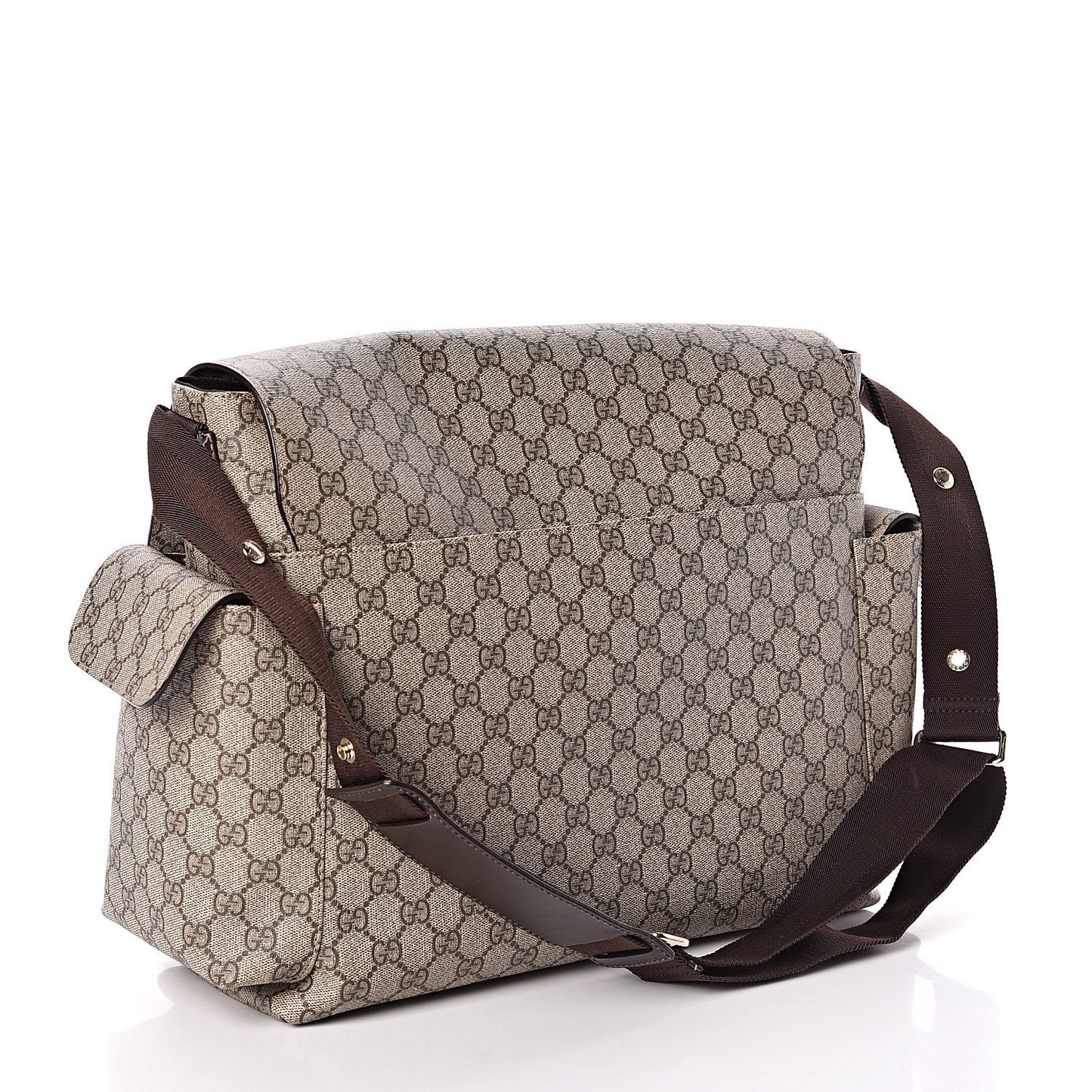 GG Plus Monogram Messenger Diaper Bag Dark Brown