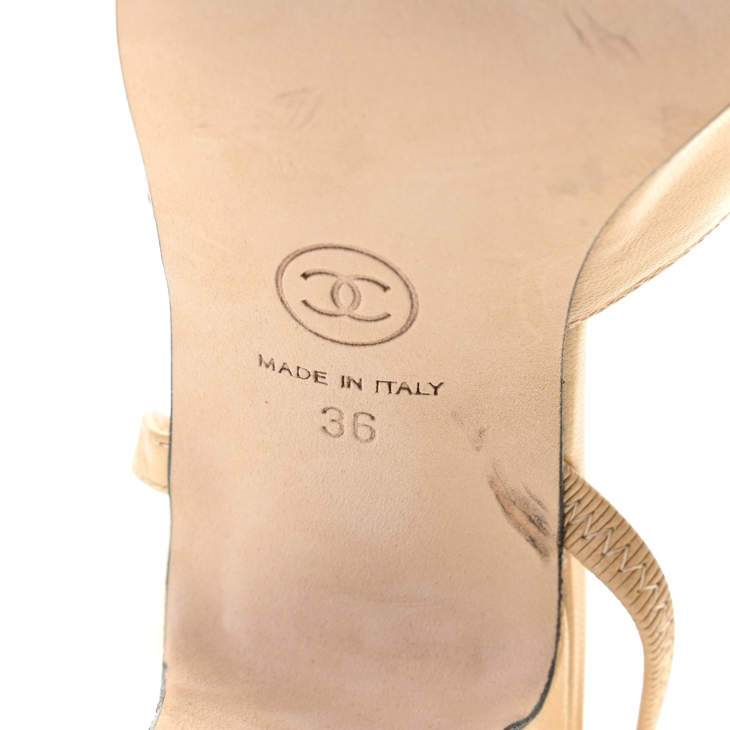 Chanel Goatskin Grosgrain Cap Toe CC Slingback Pumps 36 Beige Black 8 of 10