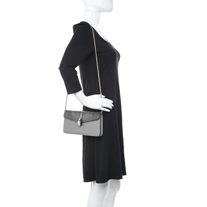 Bulgari Calfskin Galuchat Serpenti Forever Flap Clutch Grey 2 of 11