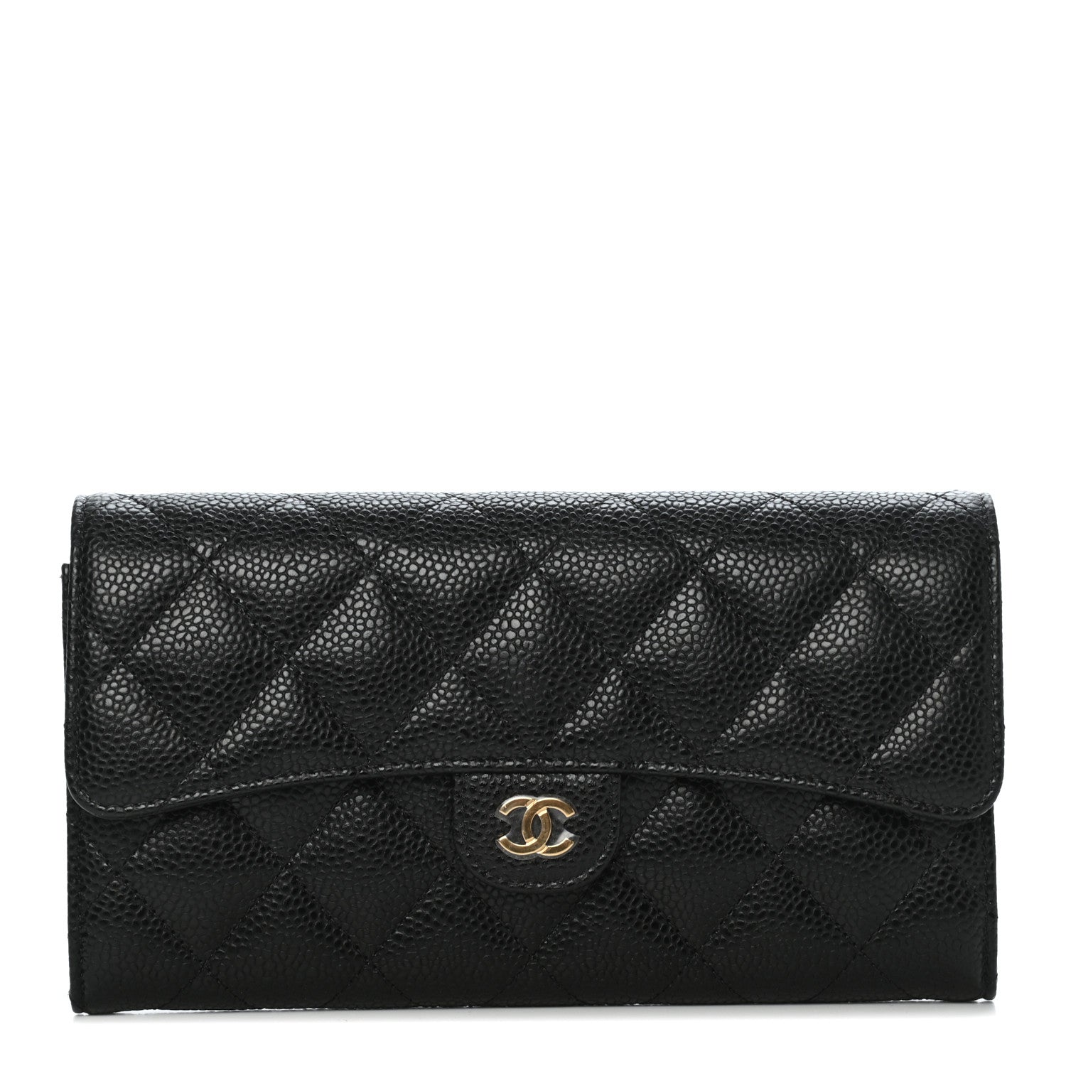 Chanel Caviar Quilted Large Flap Gusset Wallet Black 1 of 9