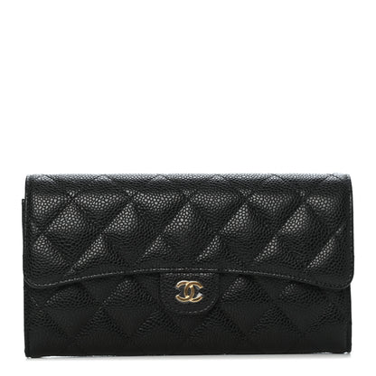 Chanel Caviar Quilted Large Flap Gusset Wallet Black 1 of 9