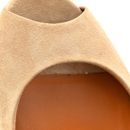 Gucci Suede Open Toe Ankle Strap Pumps 39 Beige 9 of 13