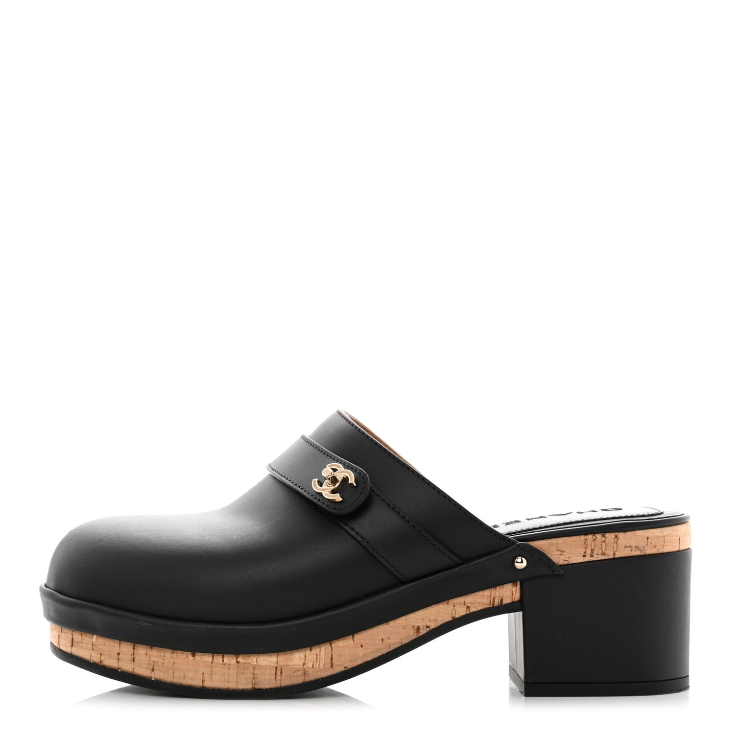 Calfskin CC Turn Lock Clogs 39 Black