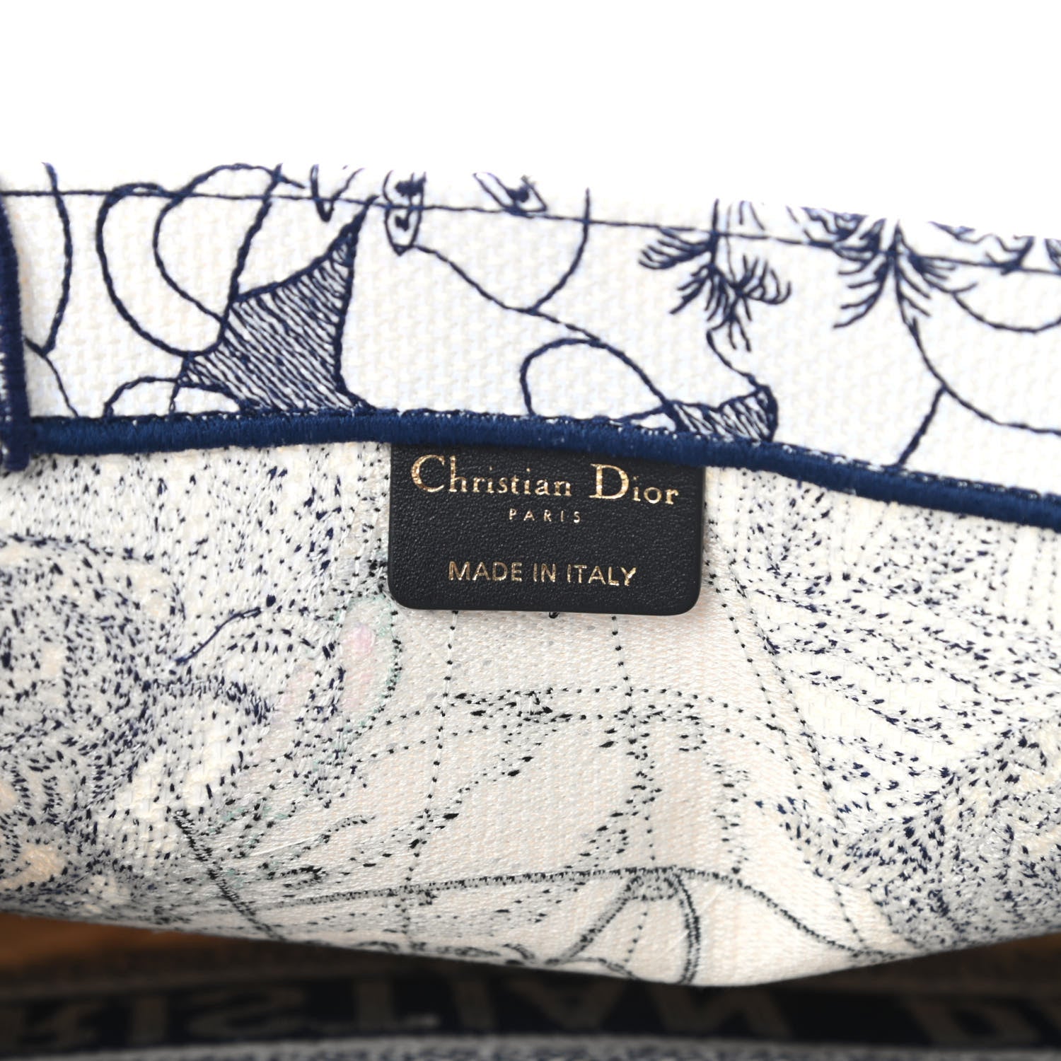 Christian Dior Canvas Embroidered Large Around The World Book Tote Blue 6 of 11