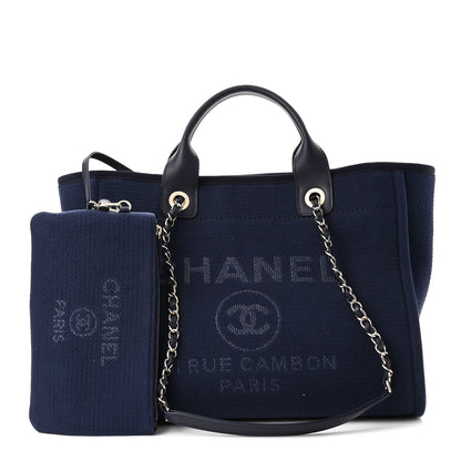 Chanel Mixed Fibers Calfskin Small Deauville Tote Dark Blue 1 of 10
