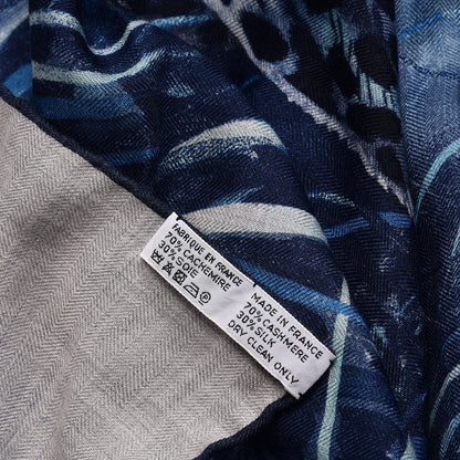 Hermes Cashmere Silk Panthera Pardus Scarf 140 Gris Chine Marine Turquoise 5 of 5