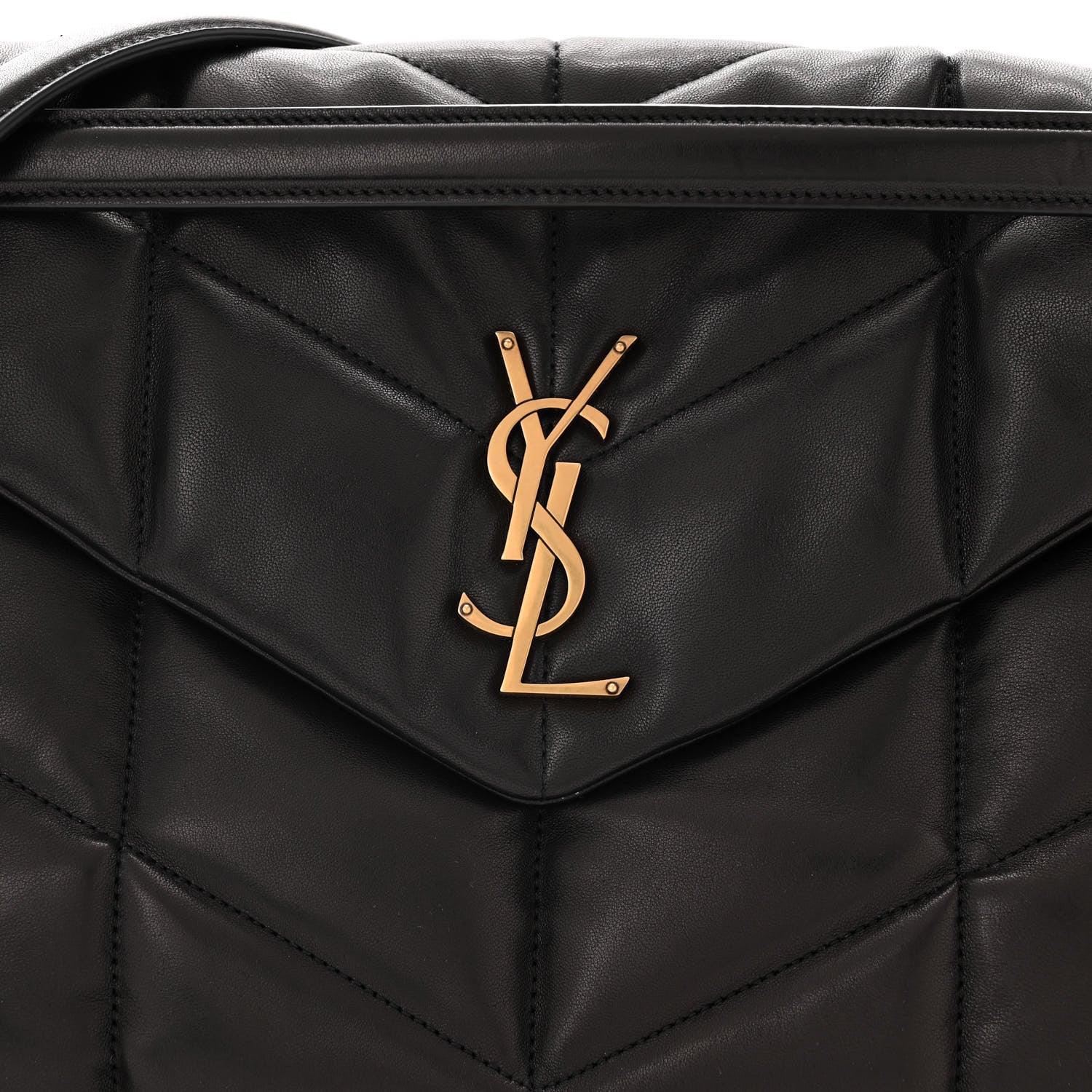 Saint Laurent Lambskin Quilted Medium Loulou Puffer Monogram Chain Satchel Black 8 of 10