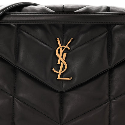 Saint Laurent Lambskin Quilted Medium Loulou Puffer Monogram Chain Satchel Black 8 of 10