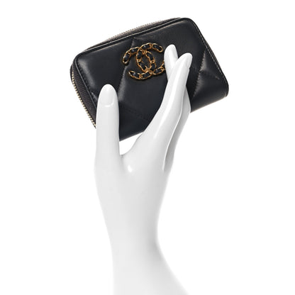 Chanel Lambskin Quilted Chanel 19 Zip Around Coin Purse Wallet Grey 2 of 8