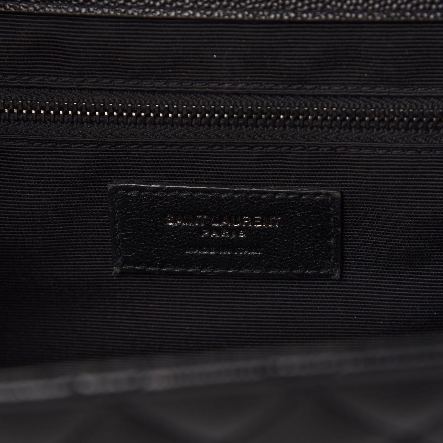 Saint Laurent Grain De Poudre Textured Mixed Matelasse Large Triquilt Monogram Monochrome Satchel Black 8 of 11