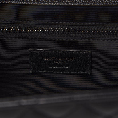 Saint Laurent Grain De Poudre Textured Mixed Matelasse Large Triquilt Monogram Monochrome Satchel Black 8 of 11