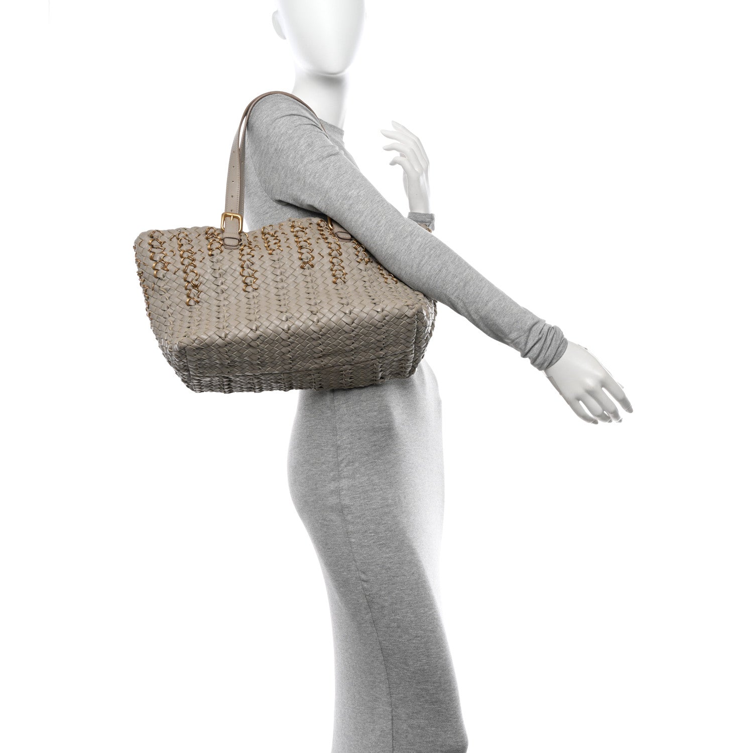Bottega Veneta Nappa Intrecciato Small Lido Metal Rings Tote Fume 2 of 12