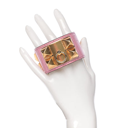 Hermes Matte Alligator Collier De Chien CDC Bracelet T2 5P Pink 2 of 6