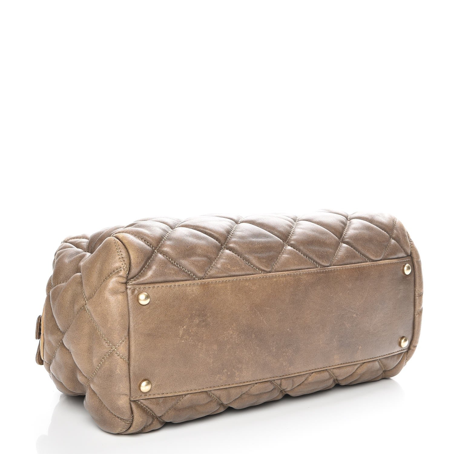 Chanel Lambskin Bubble Quilt Bowler Dark Beige 4 of 9
