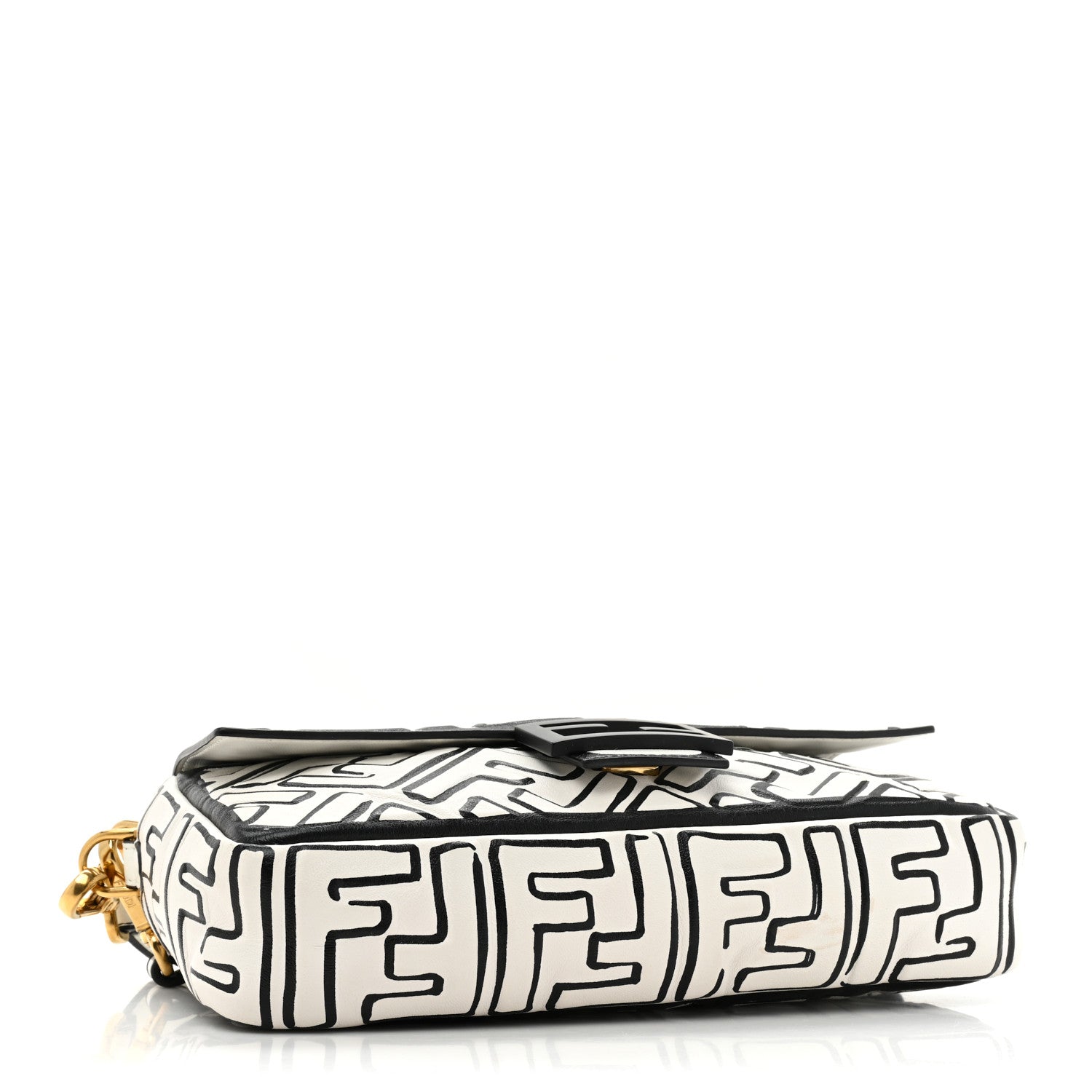 Fendi X JOSHUA VIDES Nappa FF Embossed Baguette White Black 4 of 12