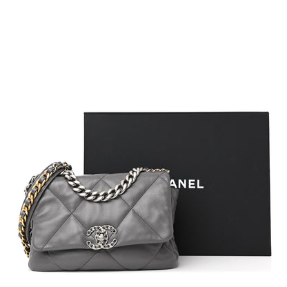 Chanel Lambskin Quilted Medium Chanel 19 Flap Dark Grey 11 of 11