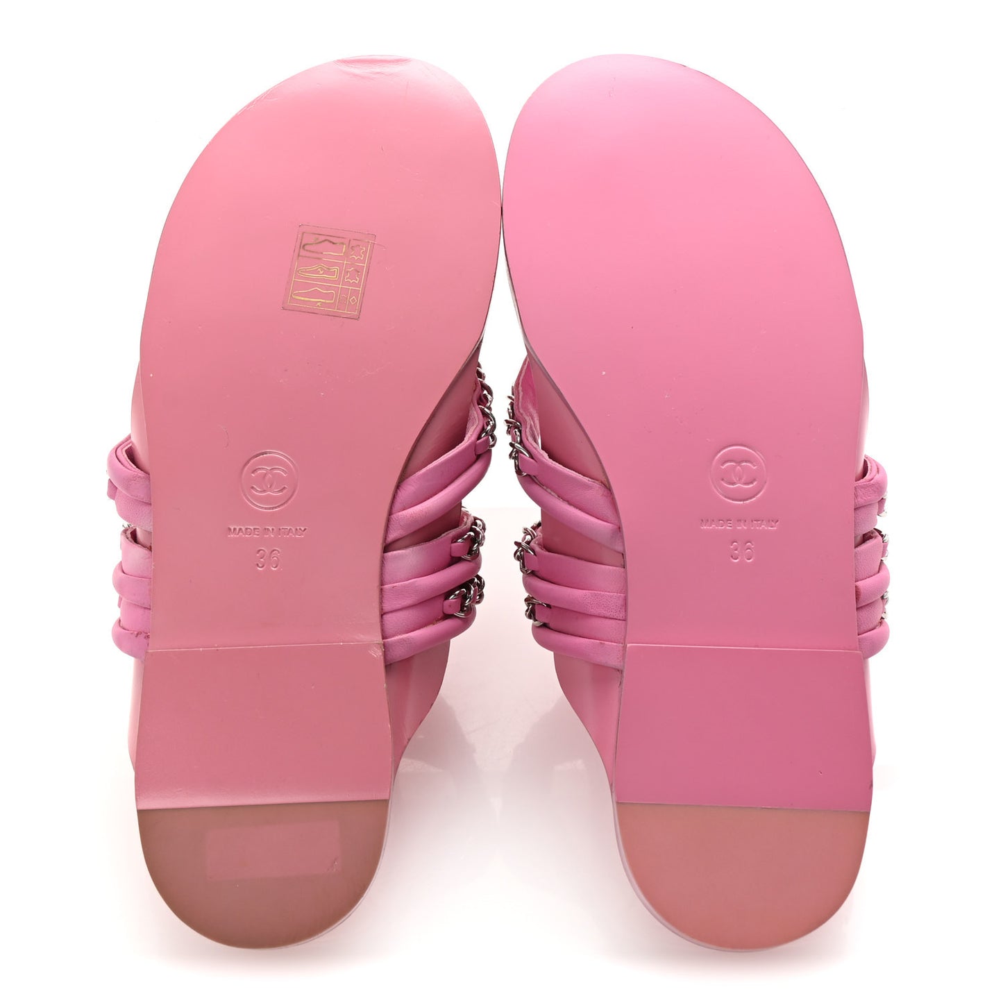 Calfskin Chain CC Thong Flat Sandals 36 Pink