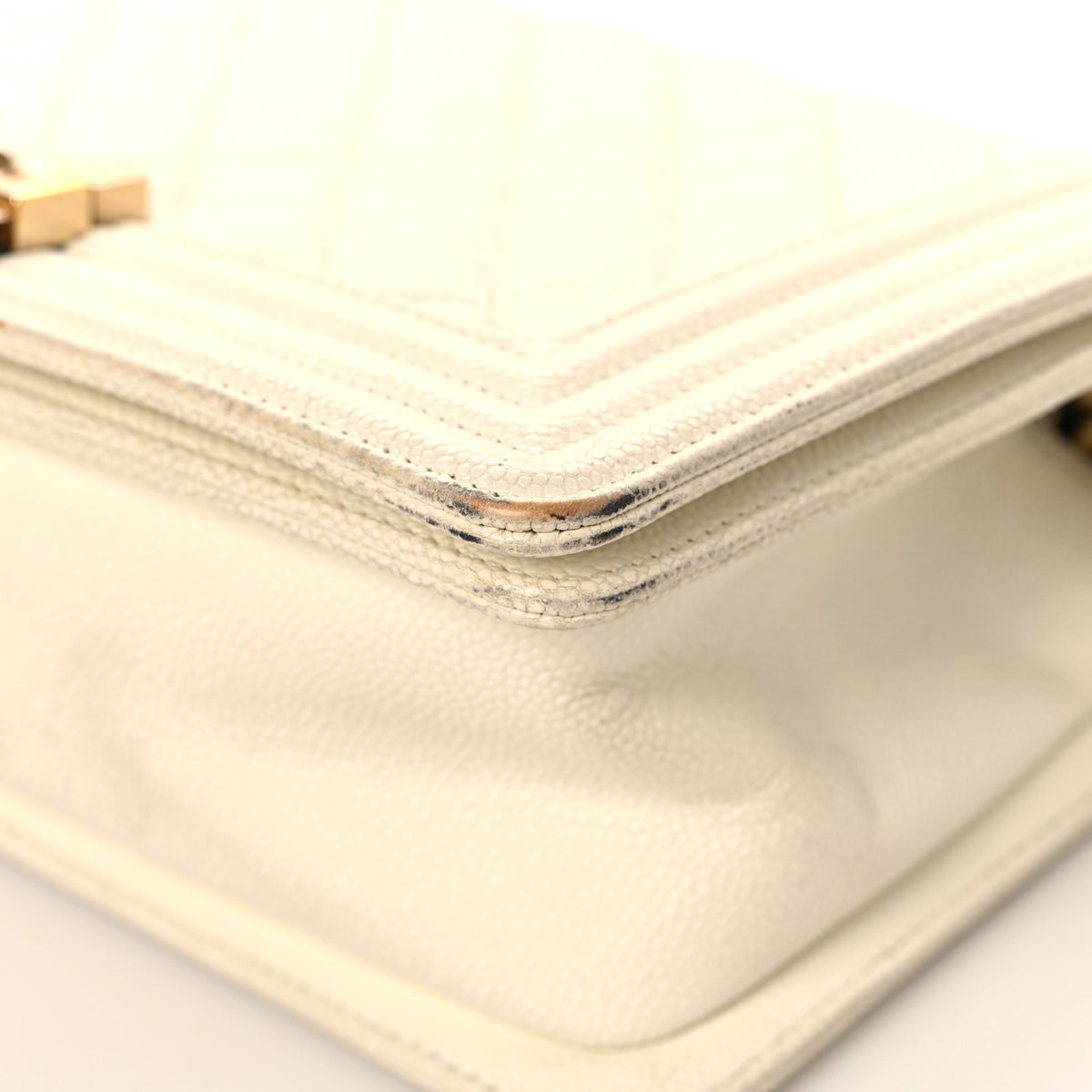 Chanel Caviar Quilted Medium Boy Flap White 10 of 14