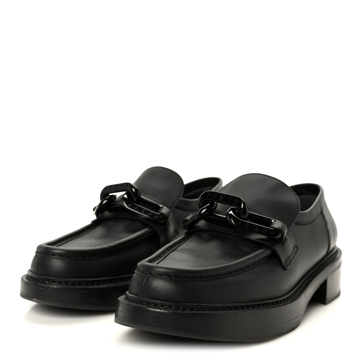 Calfskin Oversized Chain Academy Loafers 40 Black