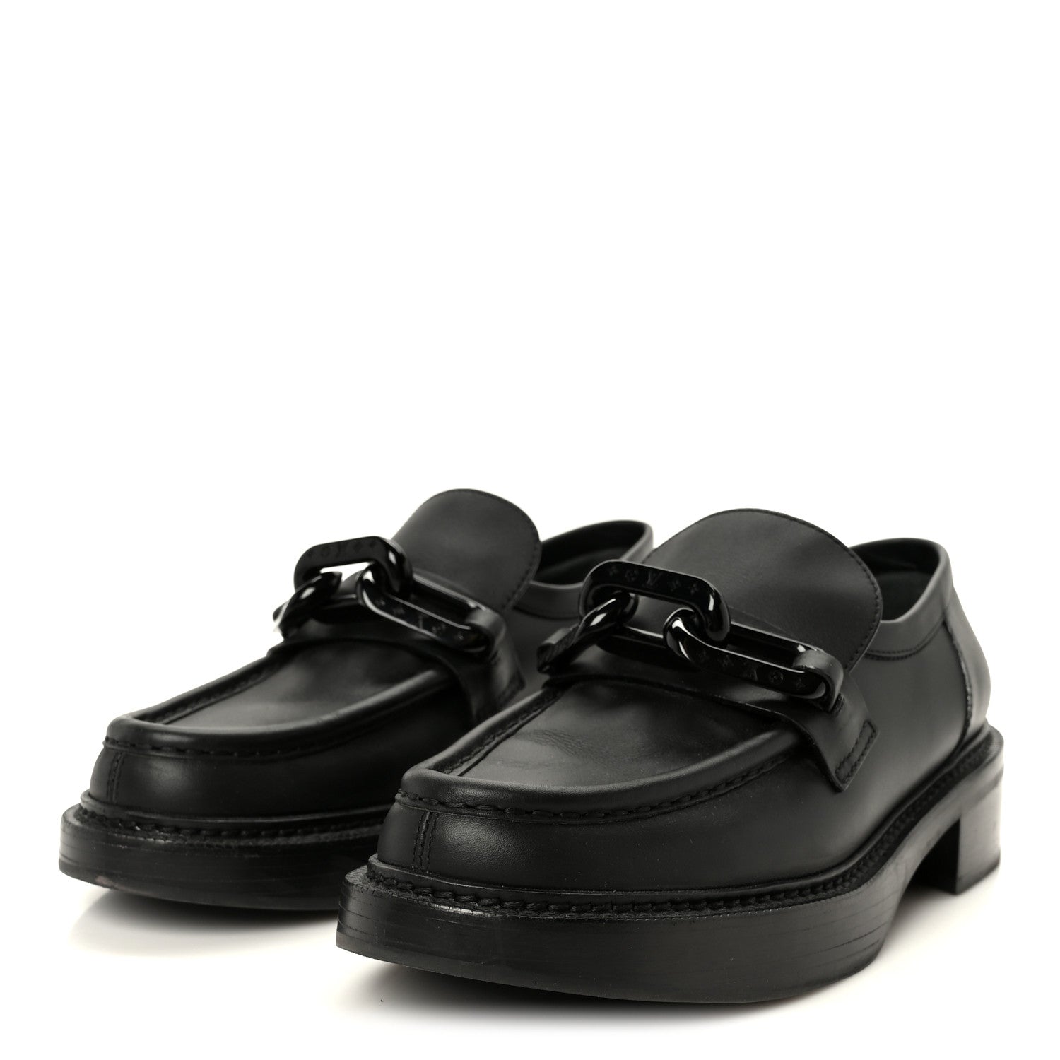 Louis Vuitton Calfskin Oversized Chain Academy Loafers 40 Black 4 of 9