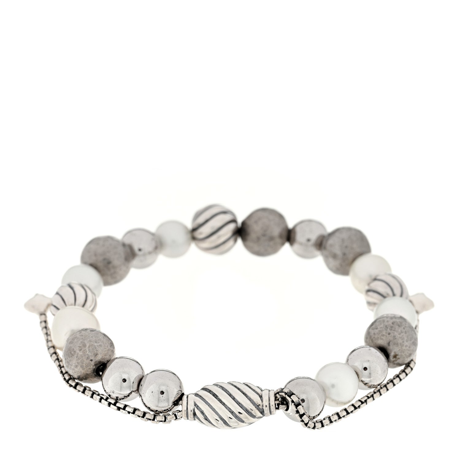 David Yurman Sterling Silver Pearl 9mm Elements Bead Bracelet 2 of 3