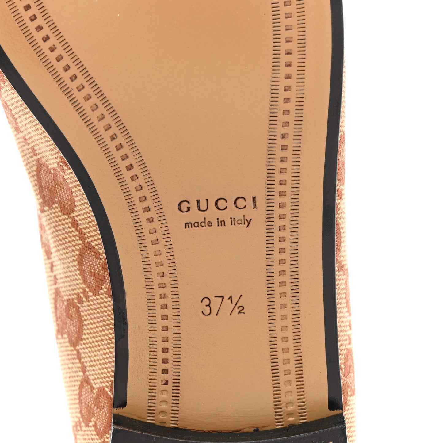 Canvas GG Monogram Horsebit Womens Jordaan Loafers 37.5 Beige Ruggine Rust