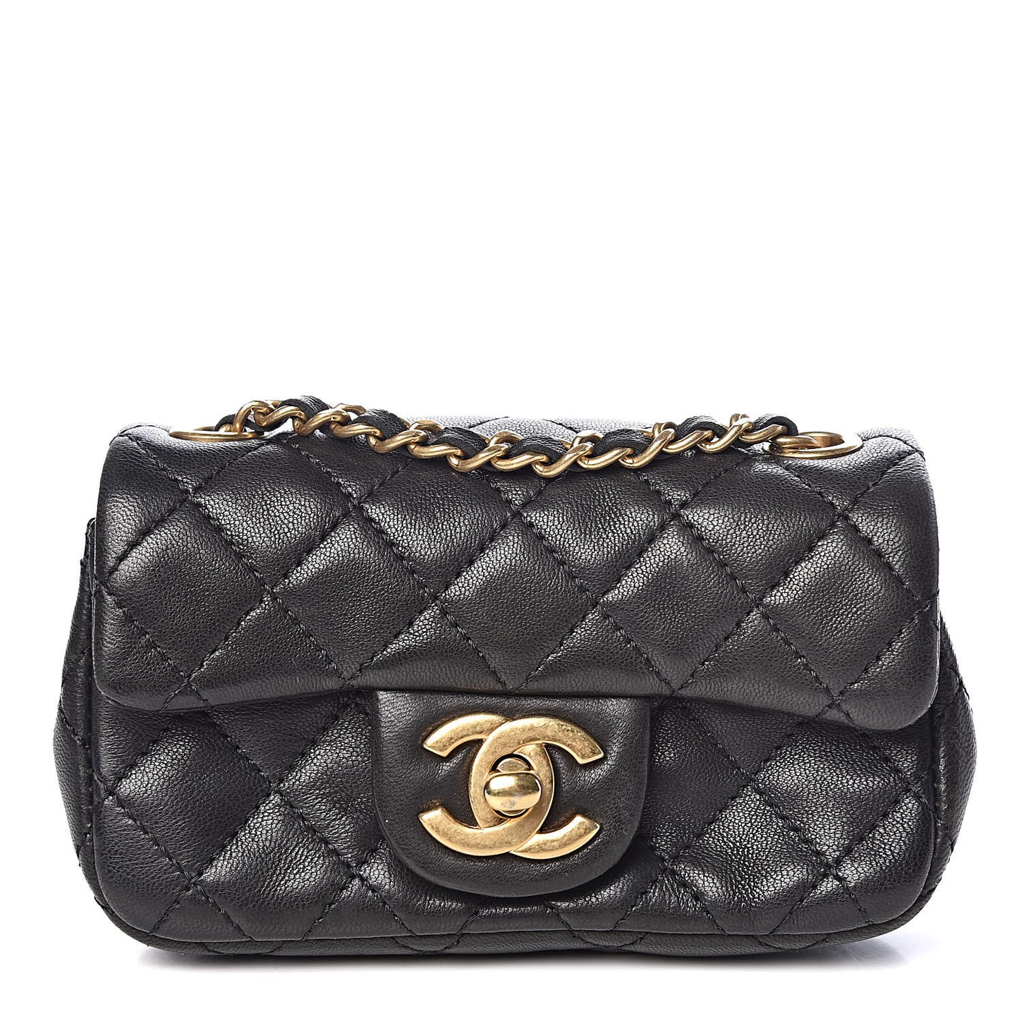 Lambskin Quilted Extra Mini Flap Black