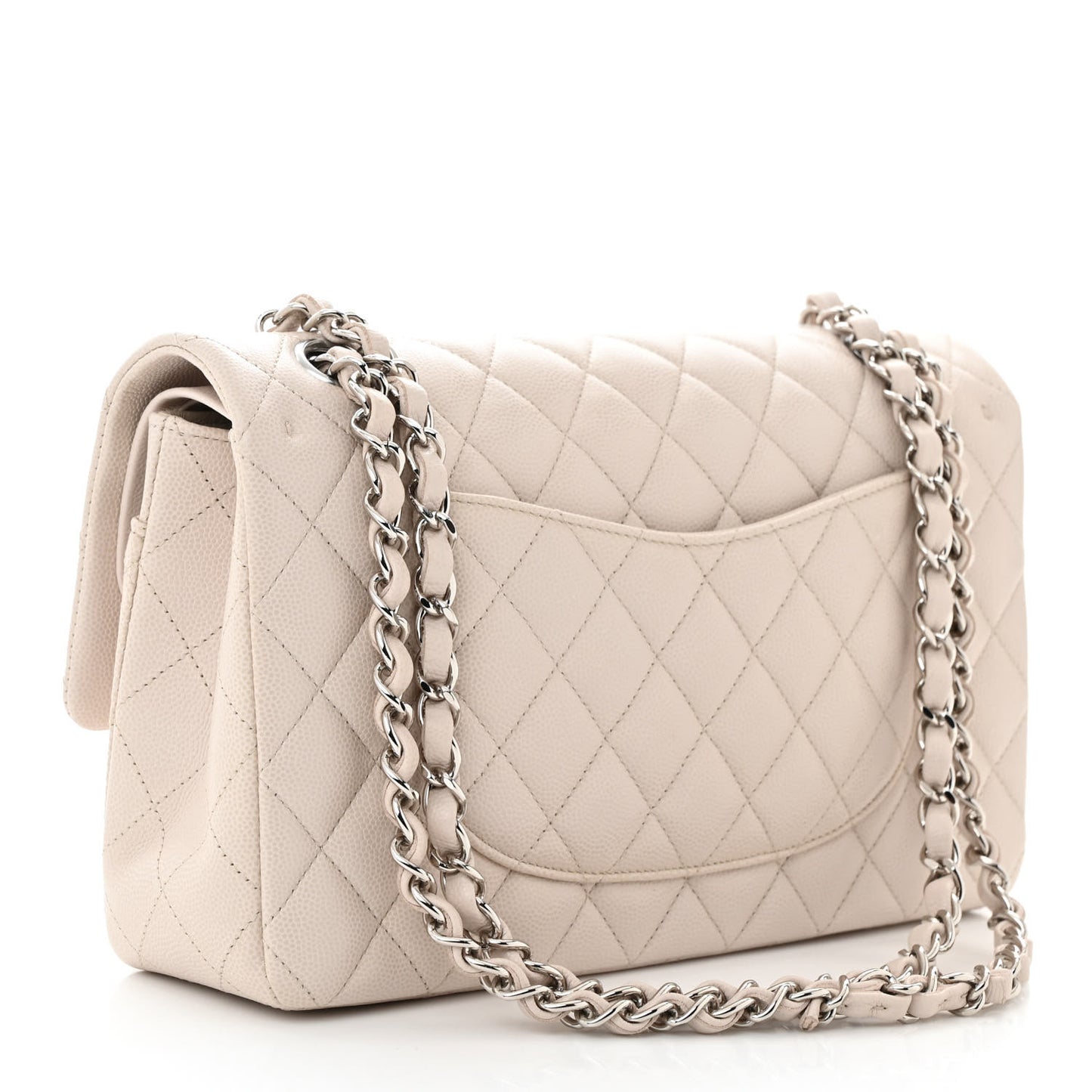 Caviar Quilted Medium Double Flap Ivory