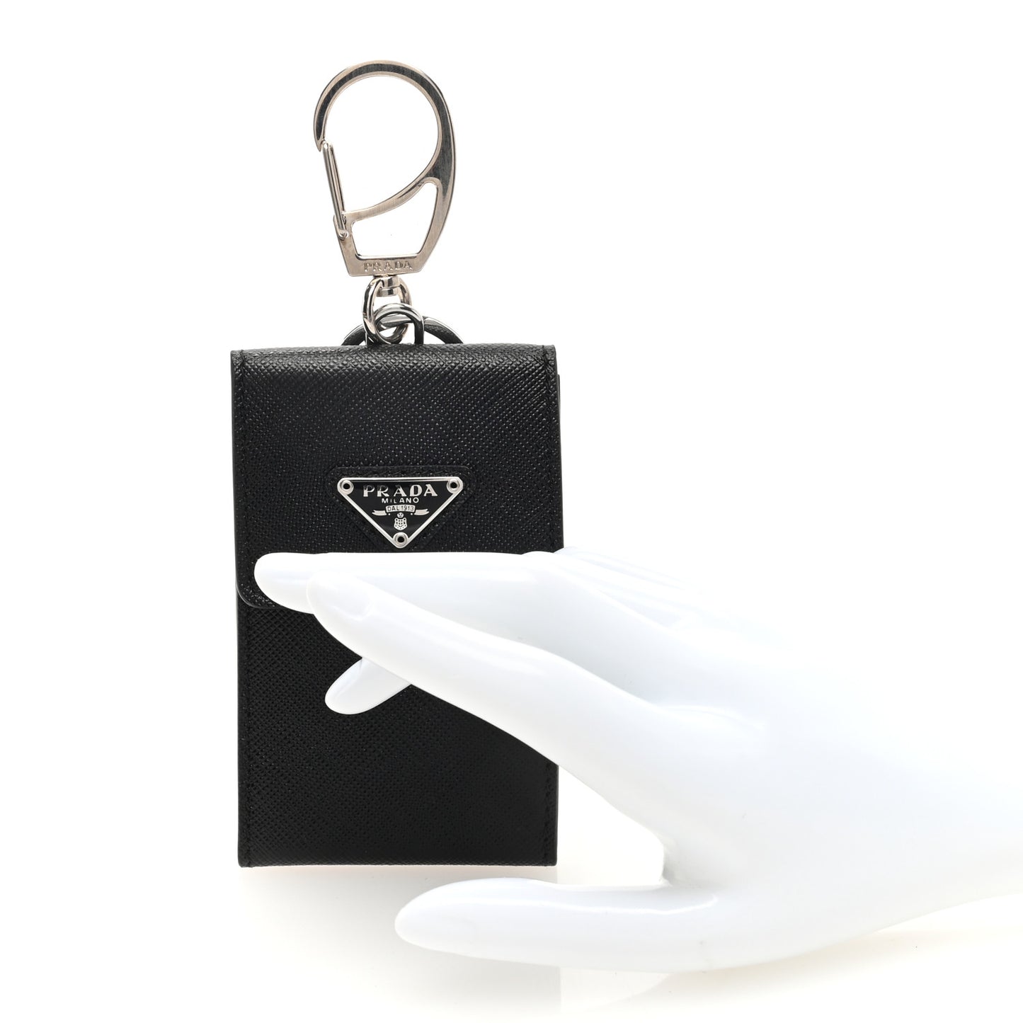 Saffiano Triangle Card Holder Keyring Black