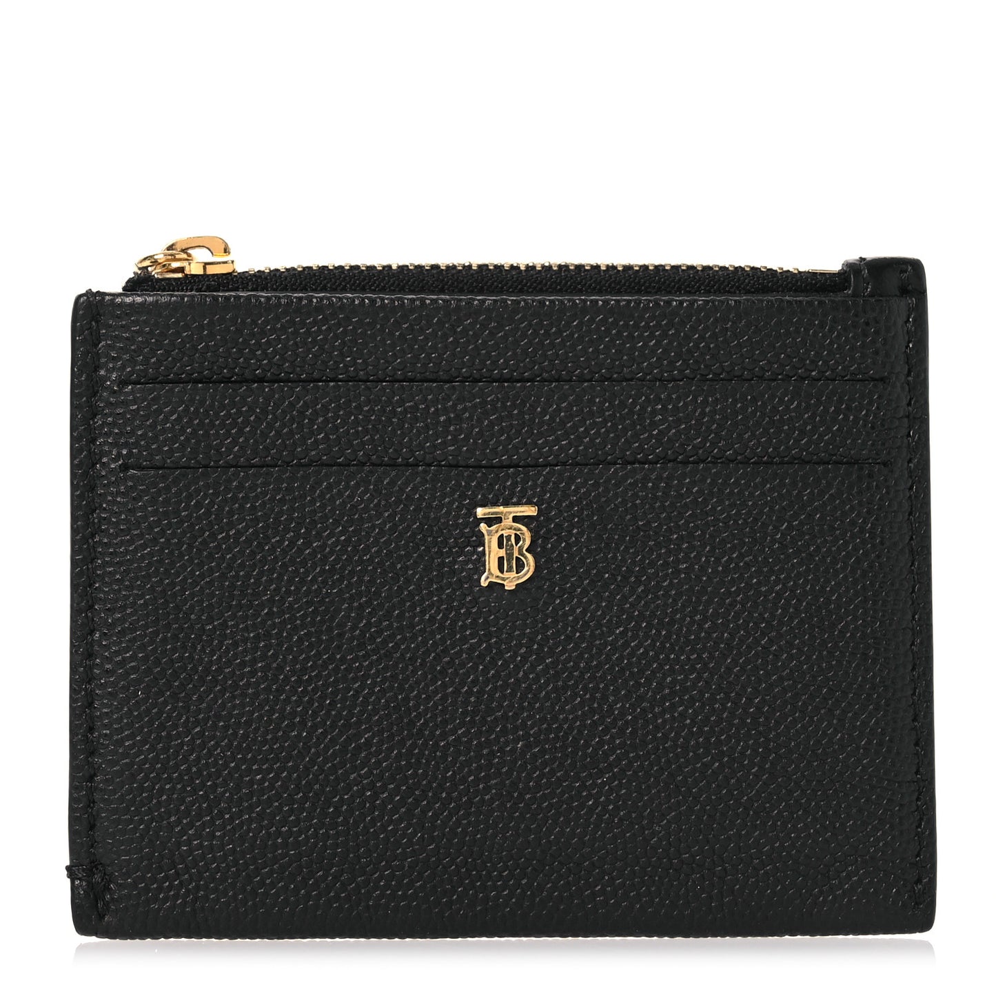 Grainy Calfskin Zip TB Card Case Black