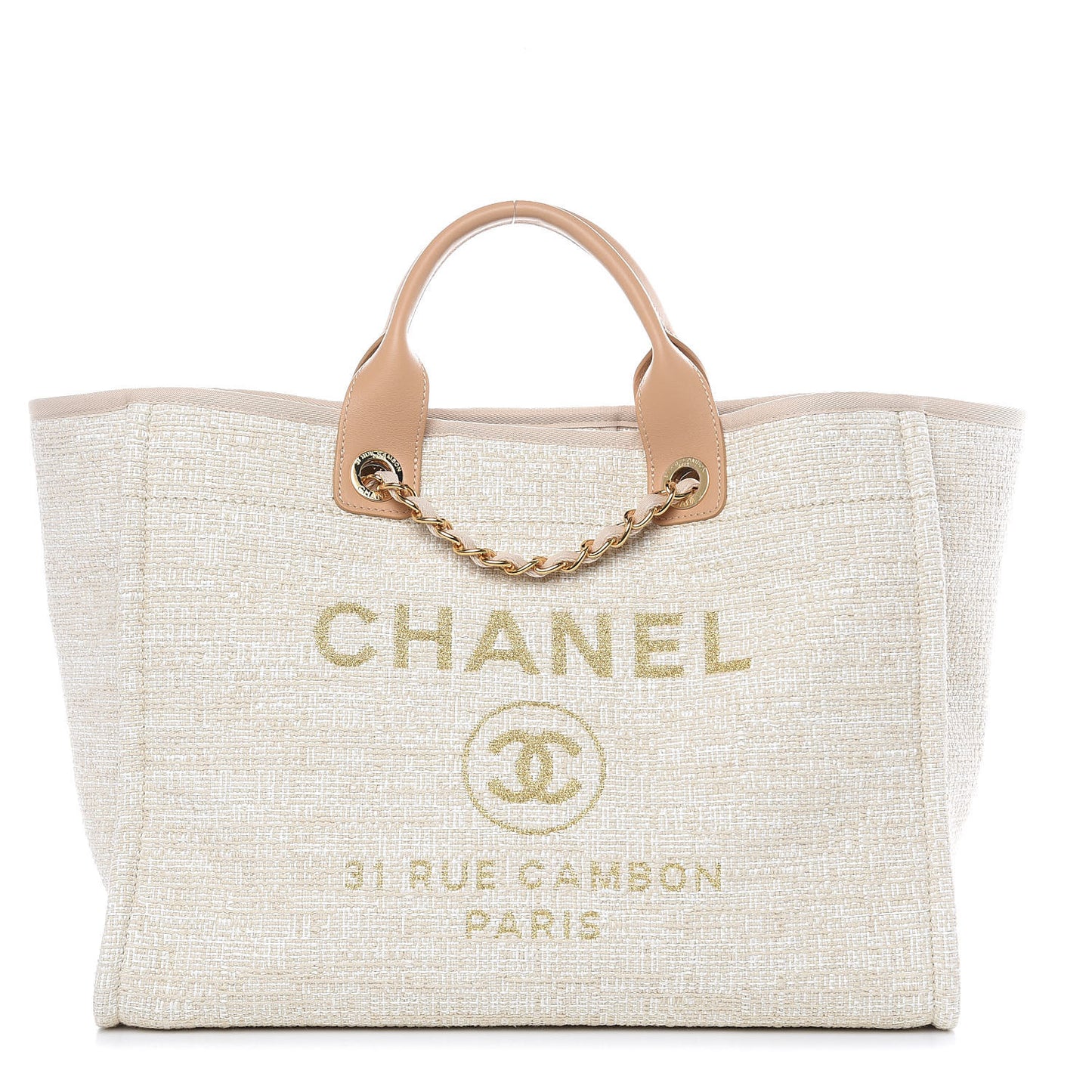 Canvas Large Deauville Tote Light Beige