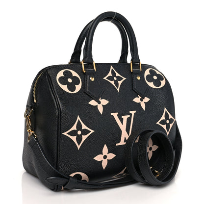 Louis Vuitton Empreinte Monogram Giant Speedy Bandouliere 25 Black Beige 4 of 11