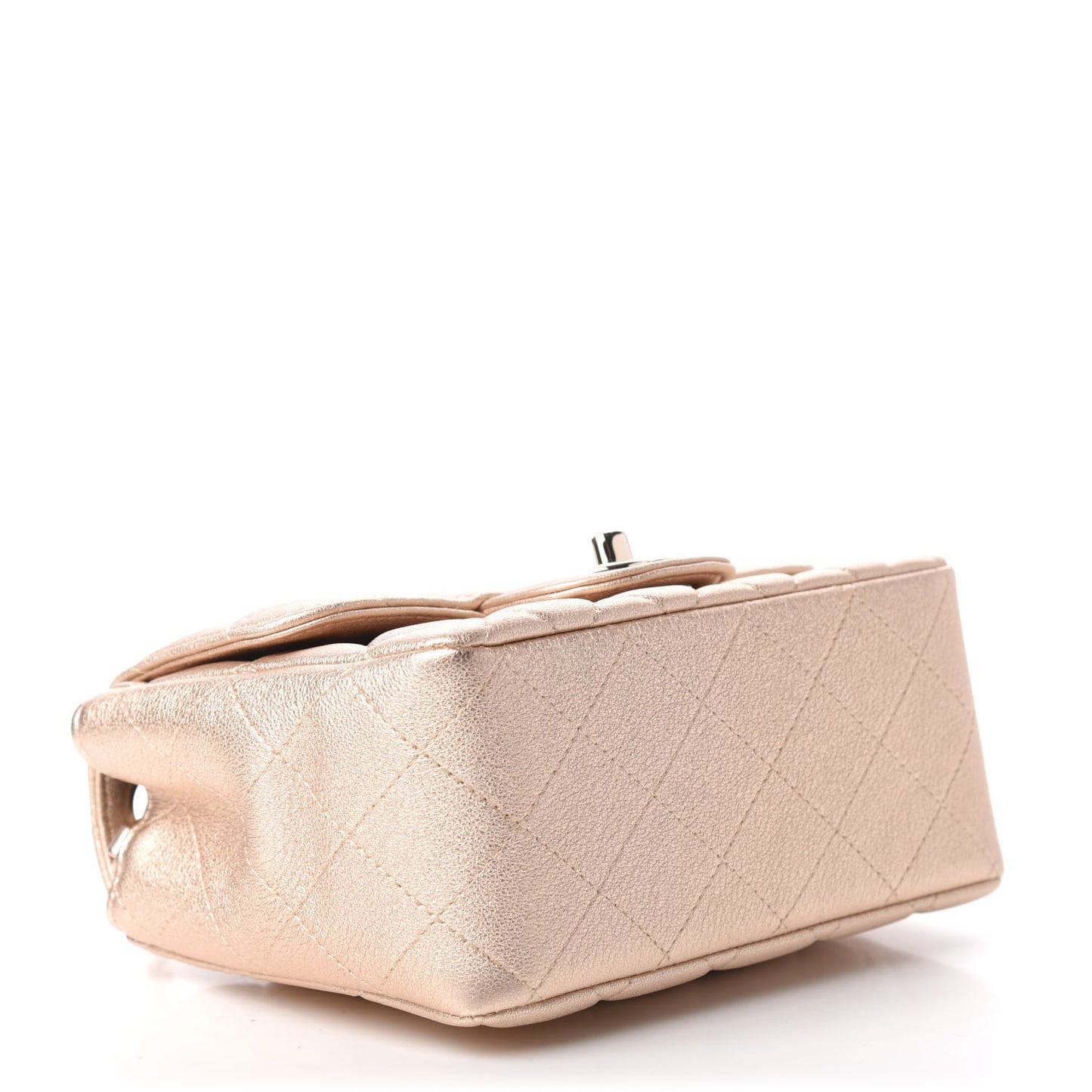 Metallic Lambskin Quilted Mini Square Flap Gold