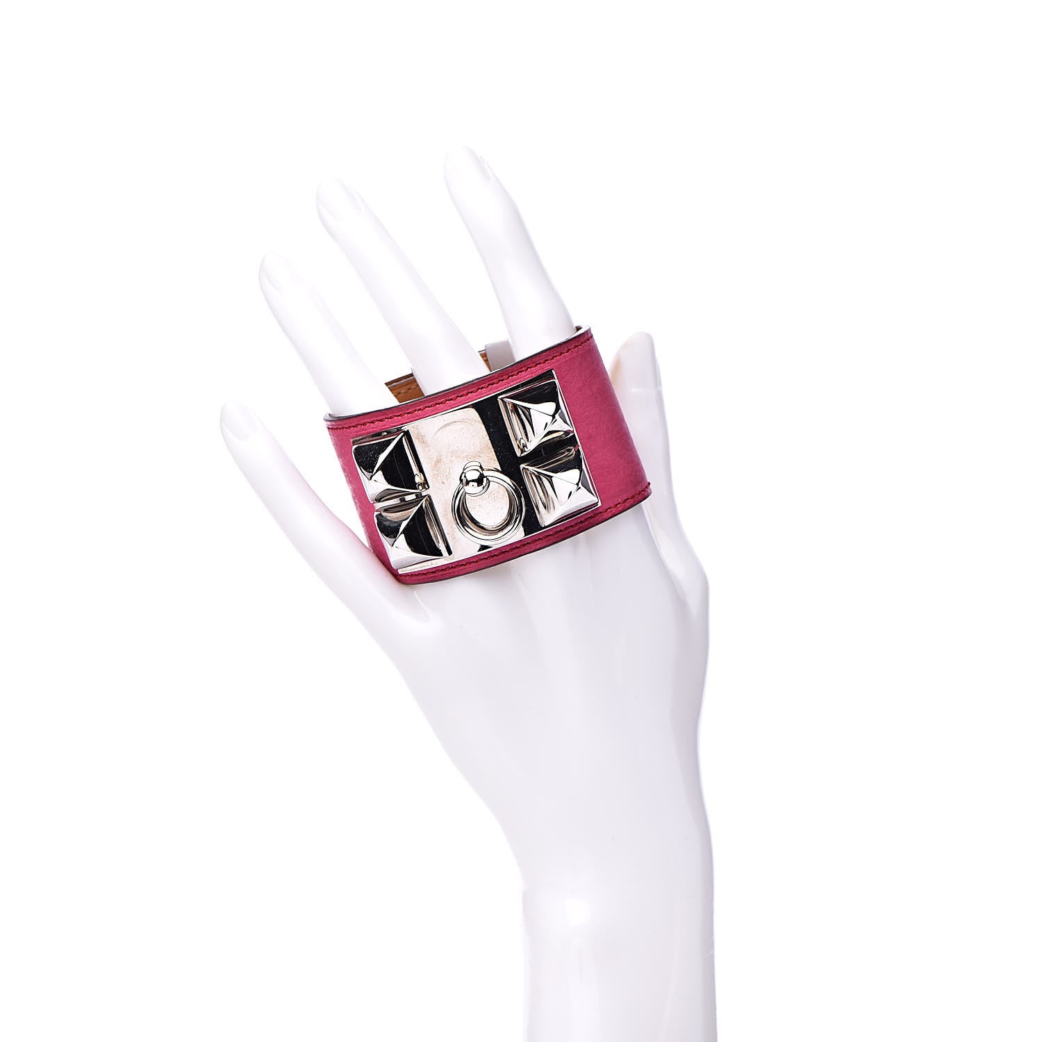Hermes Taurillon Gaucho Collier de Chien CDC Bracelet S Fuchsia 2 of 8