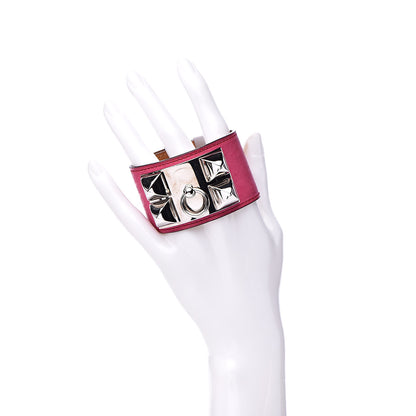 Hermes Taurillon Gaucho Collier de Chien CDC Bracelet S Fuchsia 2 of 8