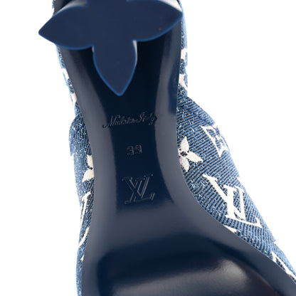 Louis Vuitton Denim Monogram Silhouette Mules 39 Navy Blue 7 of 11