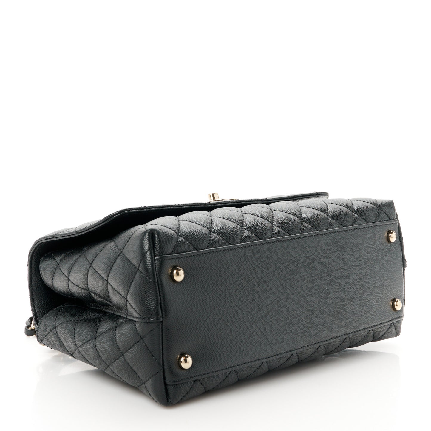 Caviar Lizard Quilted Small Coco Handle Flap Black