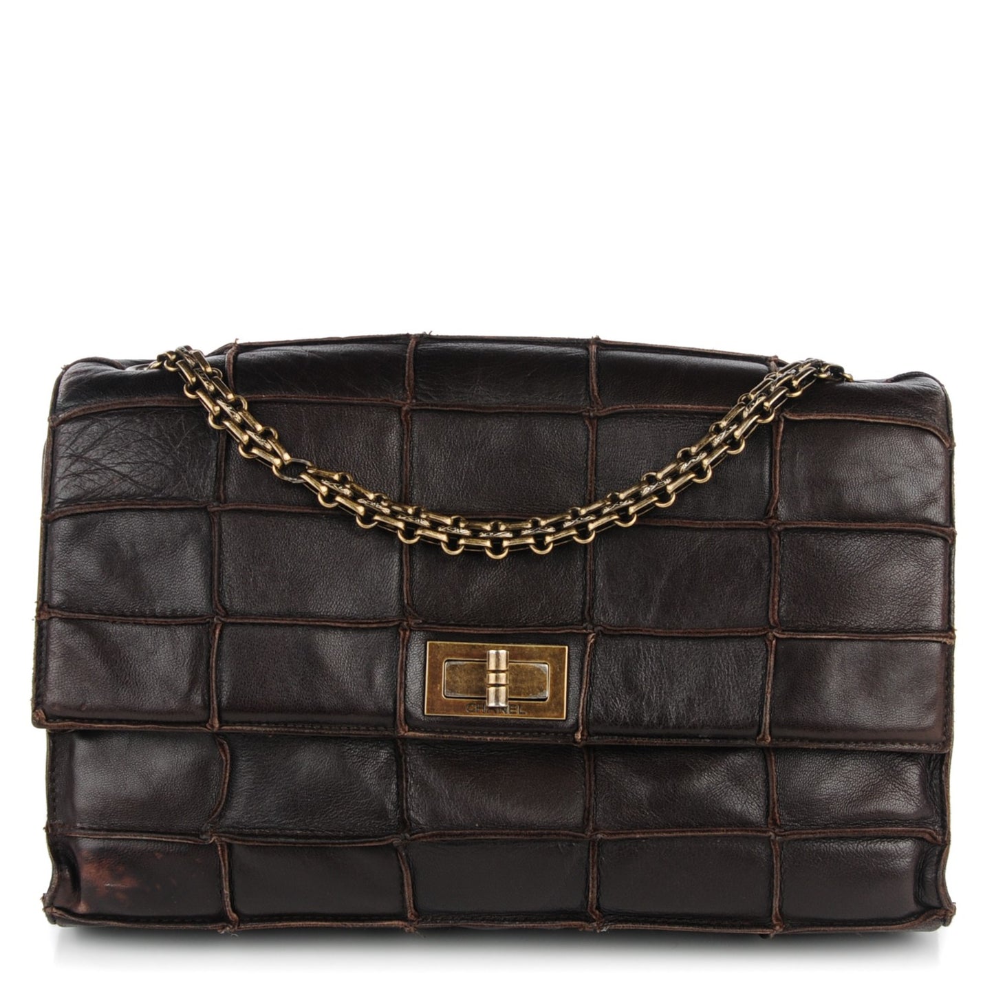 Lambskin Medium Patchwork Mademoiselle Single Flap Brown
