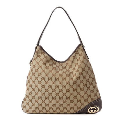 Gucci Monogram Medium New Britt Hobo Dark Brown 1 of 10