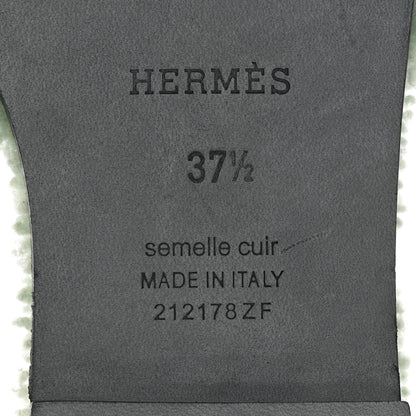 Hermes Woolskin Oran Sandals 37.5 Vert D’eau 6 of 8
