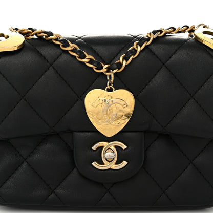 Chanel Lambskin Quilted Mini Heart Charms Flap Black 9 of 11