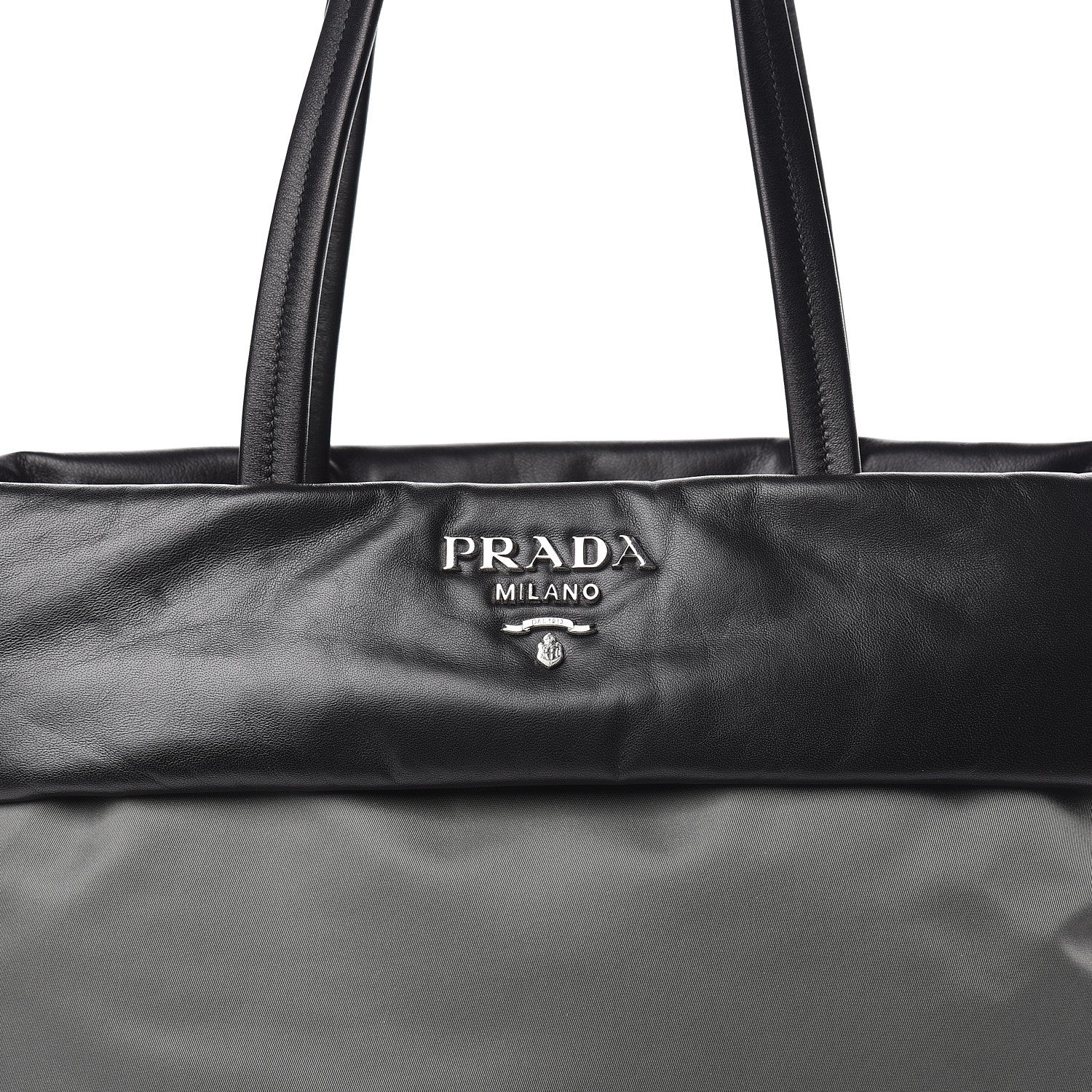 Prada Tessuto Nylon Nappa Tote Grey Black 13 of 13